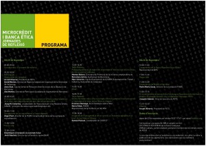Programa Jornades Microcrèdit i Banca Ètica (tríptic interior)